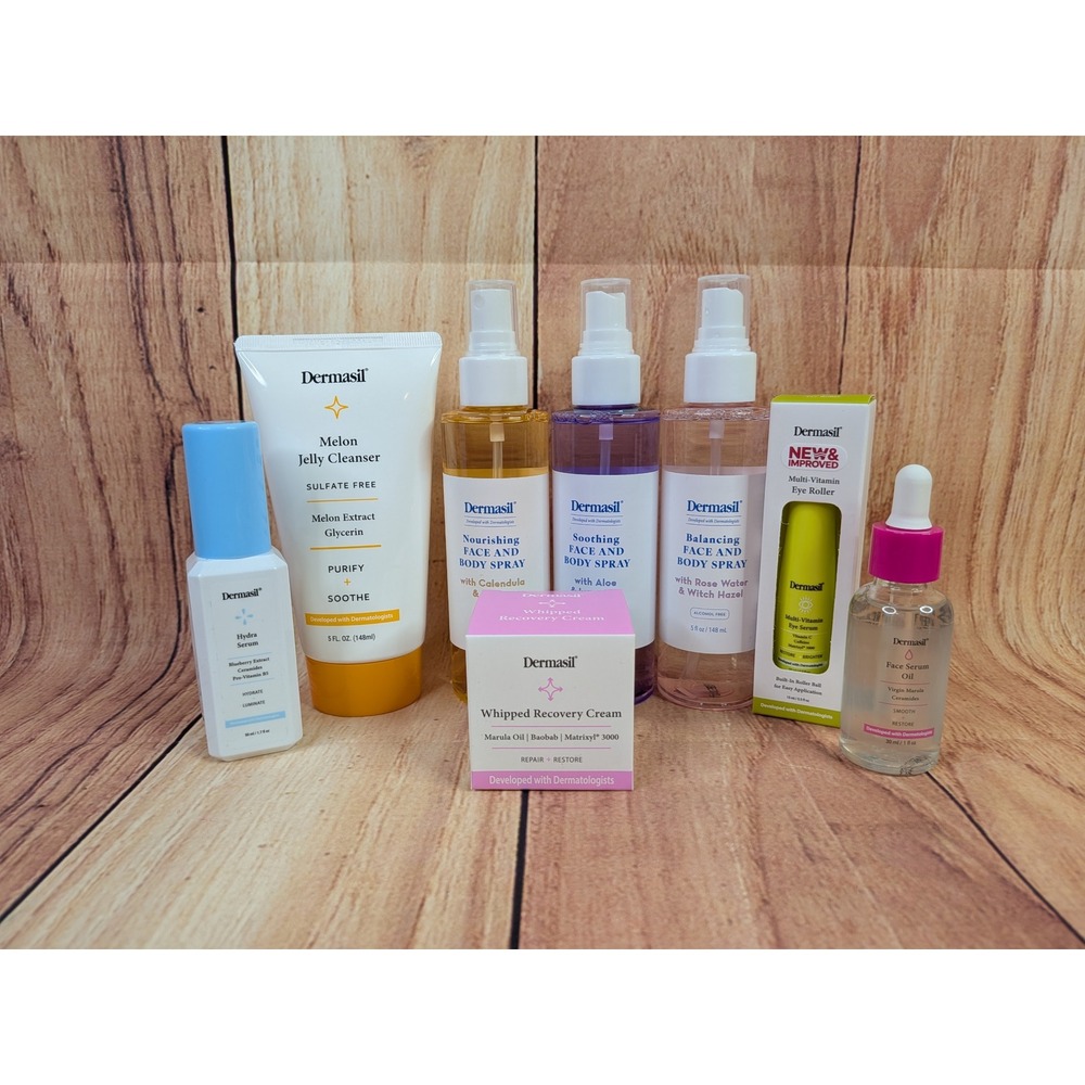 Dermasil Complete Skin Care Set snd 3 Face & Body Sprays- Serums Cleanser